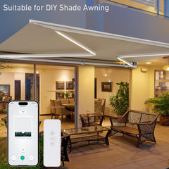 AM35-MEL-PW Electric Awning WiFi Motor Fit 50-63mm Tube For Motorised Retractable Awnings and Electric RV Awning,Automated Retractable Awnings,WIFI Blinds Motor