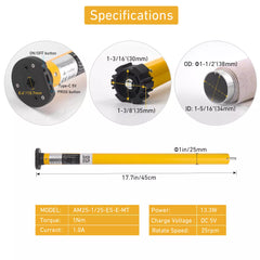 AM25 Matter Tubular Motor for 38-43mm Shade Tube,Work With HomeKit,Alexa,Home Assistant