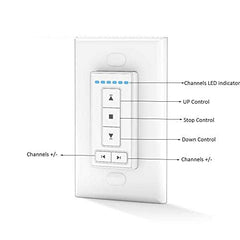 Sortfle Wall Switch Remote Control 6 Channel AC135-06, Radio Wall Type Emitter, White