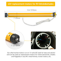 Sortfle AM25DC Roller Blind Motor, Wired for Motorized RV Shade，Truck Shade Motor